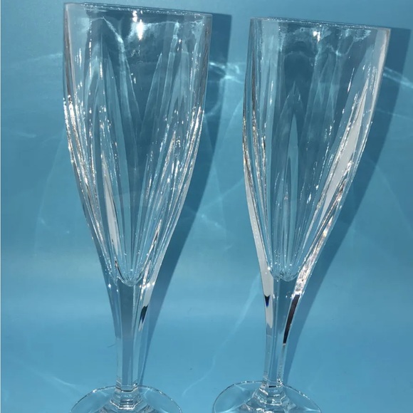 GODINGER FOR NEIMAN MARCUS CRYSTAL TOASTING CHAMPAGNE FLUTES IN VELVET BOX - Picture 9 of 10